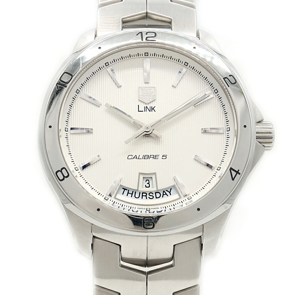 TAG Heuer タグホイヤー リンク キャリバー5 WAT2011 100m防水 デイデイト シルバー SS ステンレス メンズ 自動巻き【6ヶ月保証】【腕時計】【中古】