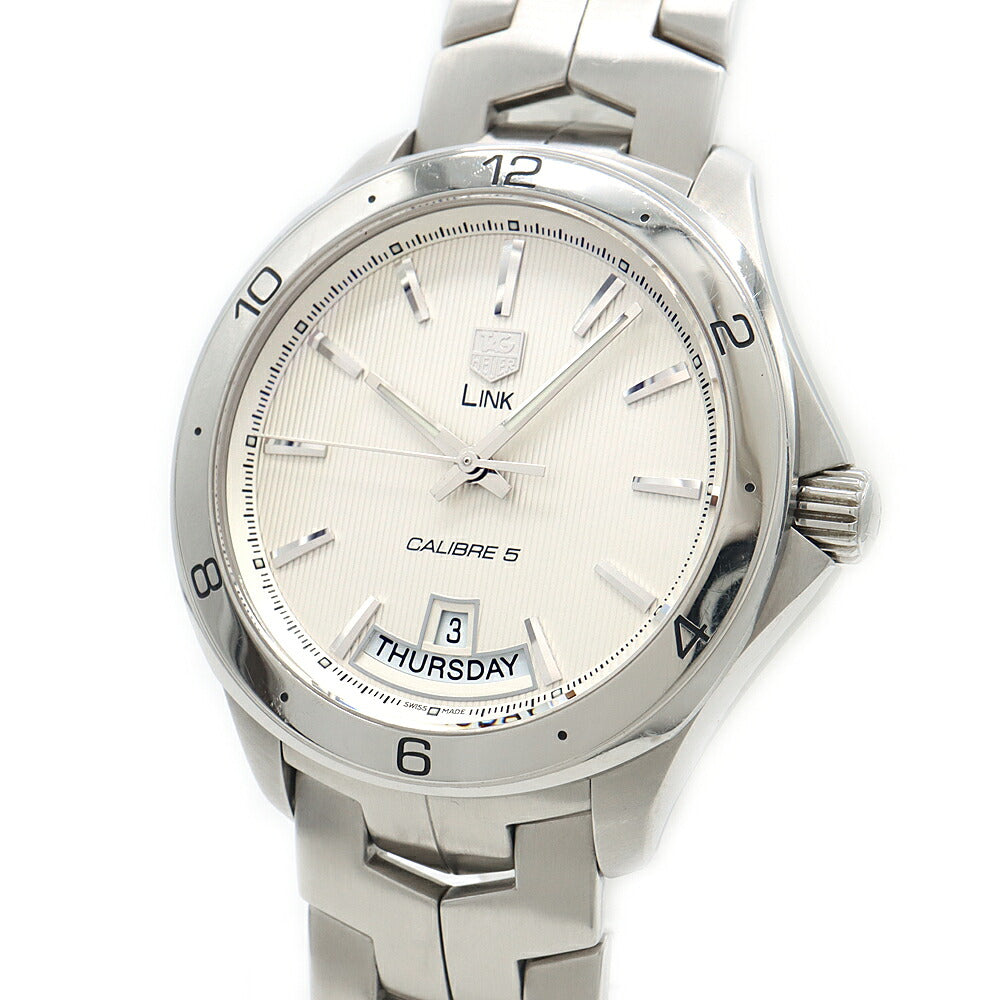 TAG Heuer タグホイヤー リンク キャリバー5 WAT2011 100m防水 デイデイト シルバー SS ステンレス メンズ 自動巻き【6ヶ月保証】【腕時計】【中古】