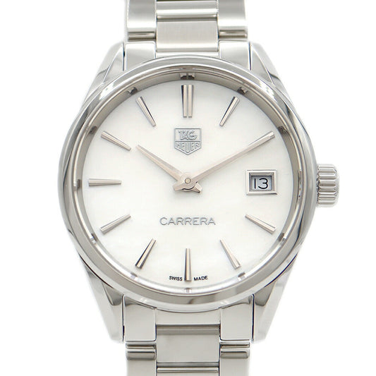 Battery replaced TAG Heuer Carrera WAR1311 BA0778 Date 100m waterproof white white shell SS stainless steel ladies quartz [6 months warranty] [watch] [used]