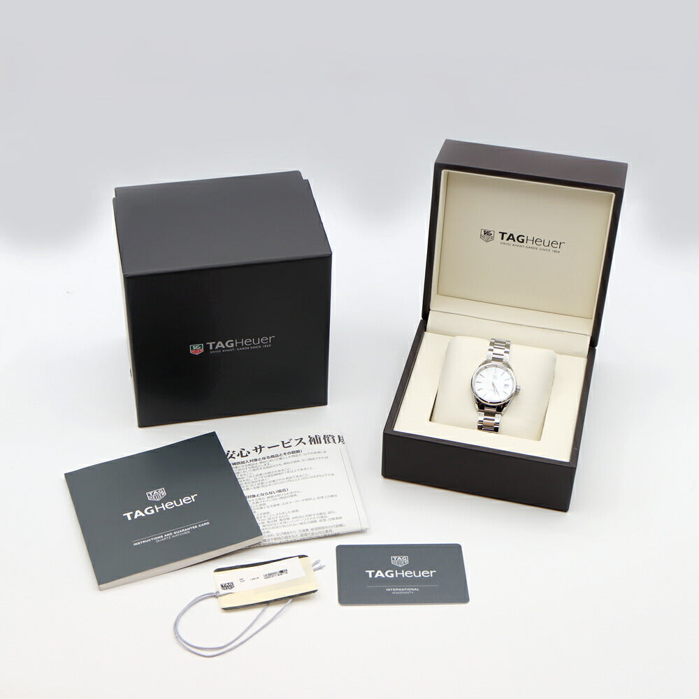Battery replaced TAG Heuer Carrera WAR1311 BA0778 Date 100m waterproof white white shell SS stainless steel ladies quartz [6 months warranty] [watch] [used]