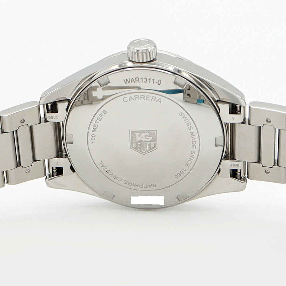 Battery replaced TAG Heuer Carrera WAR1311 BA0778 Date 100m waterproof white white shell SS stainless steel ladies quartz [6 months warranty] [watch] [used]