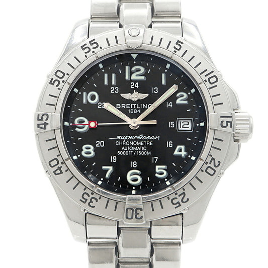 BREITLING Super Ocean A17360 Date 1500m Water Resistant Black SS Stainless Steel Men's Automatic Winding [6 Month Warranty] [Watch] [Used]