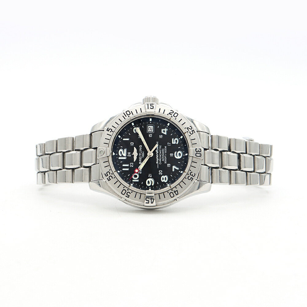 BREITLING ブライトリング スーパーオーシャン A17360 デイト 1500m防水 黒 ブラック SS ステンレス メンズ 自動巻き【6ヶ月保証】【腕時計】【中古】
