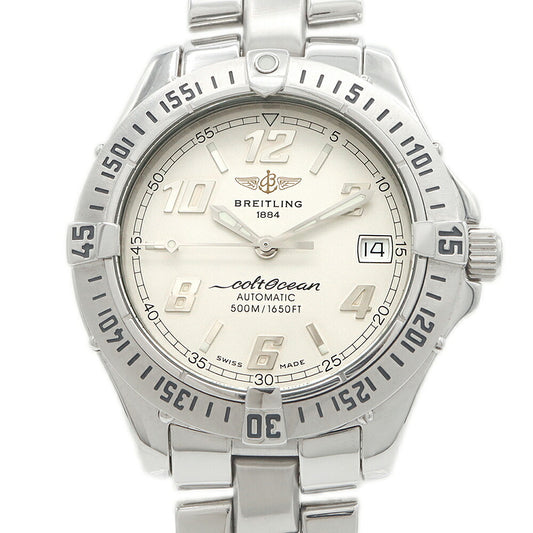 BREITLING Colt Ocean A17050 Date 500m Water Resistant Silver SS Stainless Steel Men's Automatic Winding [6 Month Warranty] [Watch] [Used]