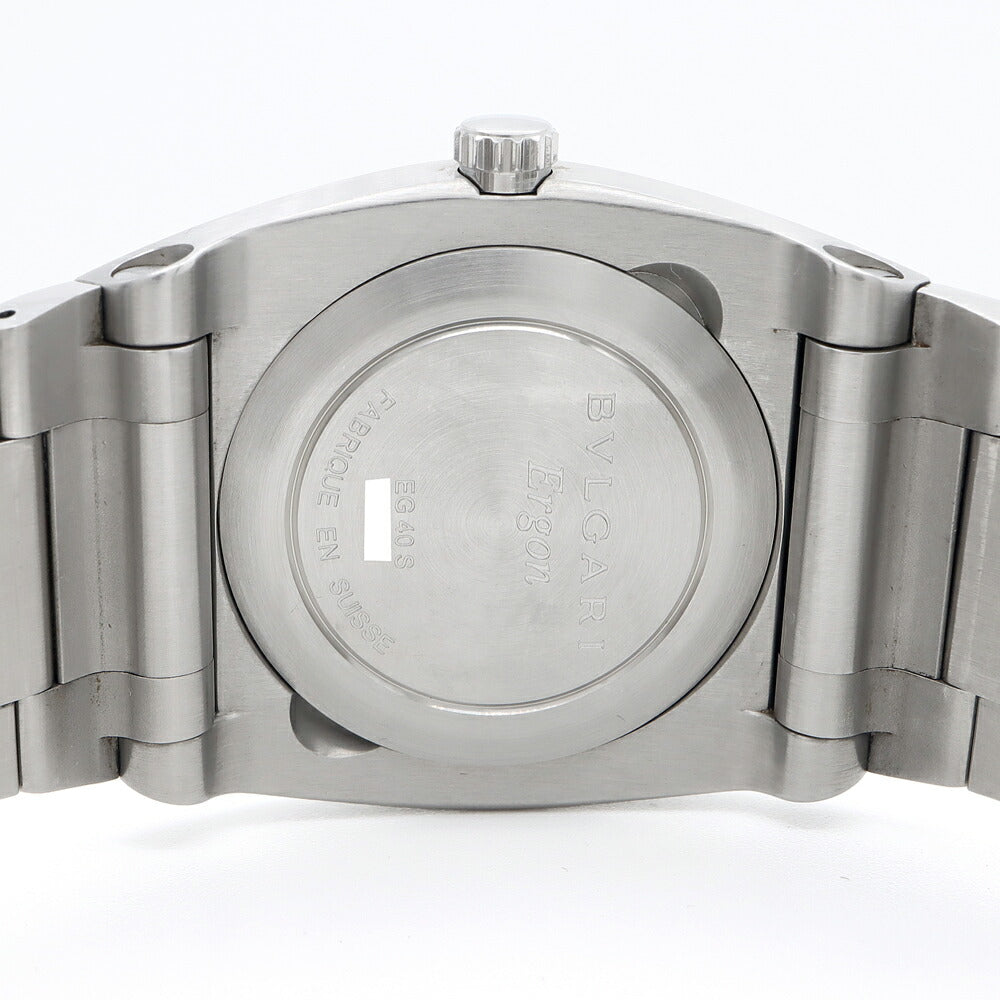 BVLGARI ブルガリ エルゴン EG40S デイト 30m防水 黒 ブラック SS ステンレス メンズ 自動巻き【6ヶ月保証】【腕時計】【中古】
