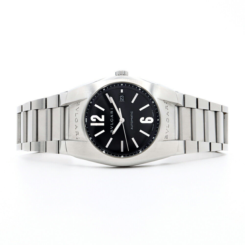 BVLGARI ブルガリ エルゴン EG40S デイト 30m防水 黒 ブラック SS ステンレス メンズ 自動巻き【6ヶ月保証】【腕時計】【中古】