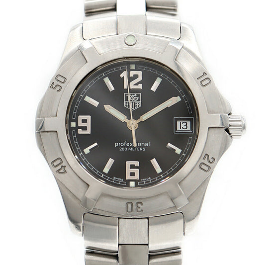 電池交換済 TAG Heuer タグホイヤー プロフェッショナル WN1110 デイト 200m防水 黒 ブラック SS ステンレス メンズ クォーツ【6ヶ月保証】【腕時計】【中古】
