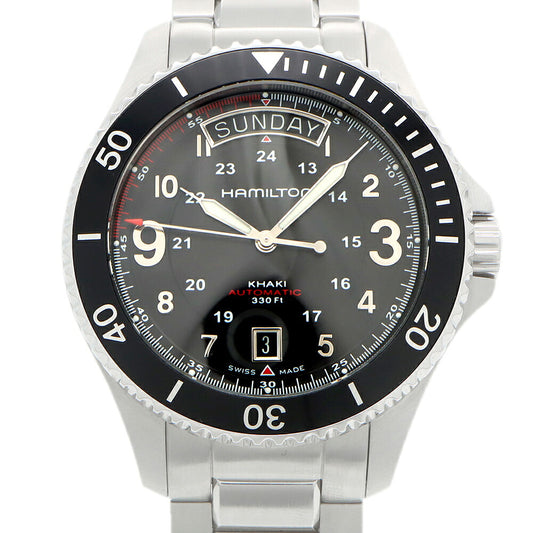 内部点検済 HAMILTON ハミルトン カーキ スクーバ デイデイト H645150 裏スケ 100m防水 黒 ブラック SS ステンレス メンズ 自動巻き スキューバ【6ヶ月保証】【腕時計】【中古】