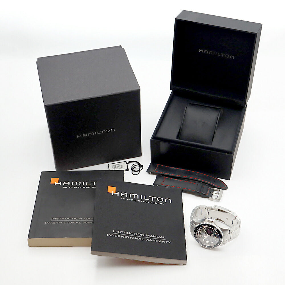 内部点検済 HAMILTON ハミルトン カーキ スクーバ デイデイト H645150 裏スケ 100m防水 黒 ブラック SS ステンレス メンズ 自動巻き スキューバ【6ヶ月保証】【腕時計】【中古】