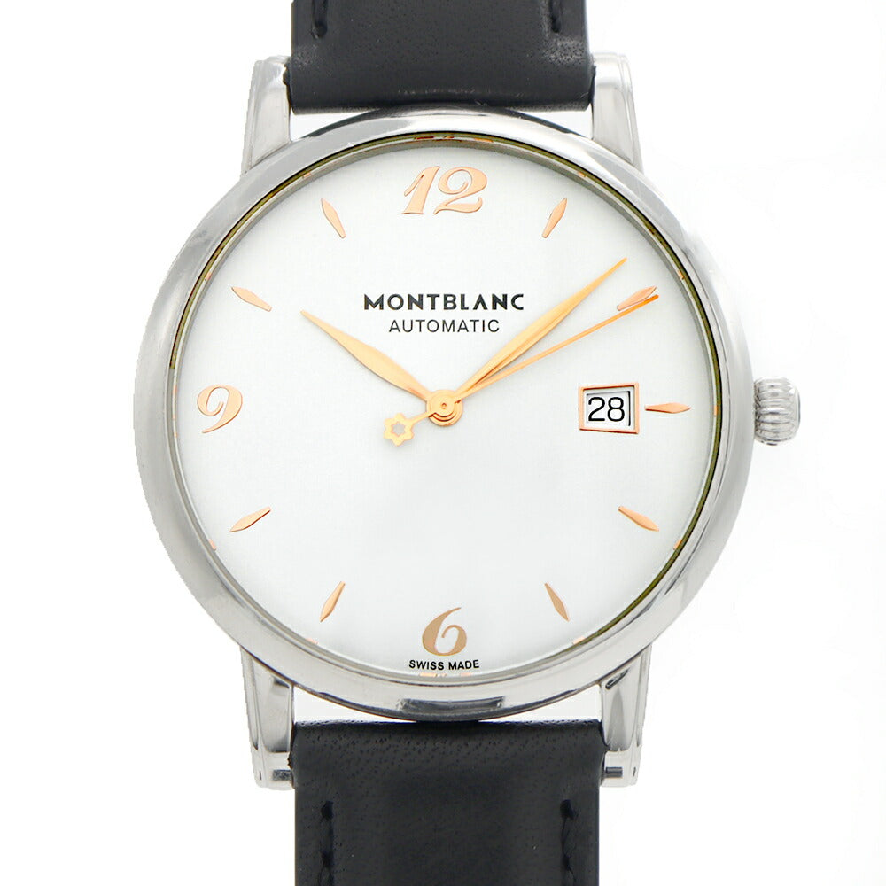 MONTBLANC モンブラン スター クラシック デイト オートマティック 110717 裏スケ 30m防水 シルバー SS ステンレス 純正尾錠 メンズ 自動巻き【6ヶ月保証】【腕時計】【中古】