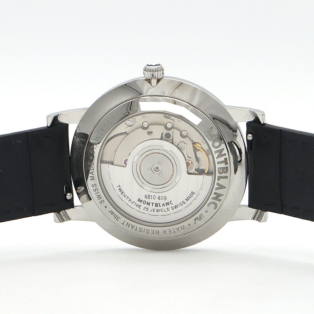 MONTBLANC Star Classic Date Automatic 110717 Back Skelton 30m Water Resistant Silver SS Stainless Steel Genuine Buckle Men's Automatic Winding [6 Month Warranty] [Watch] [Used]
