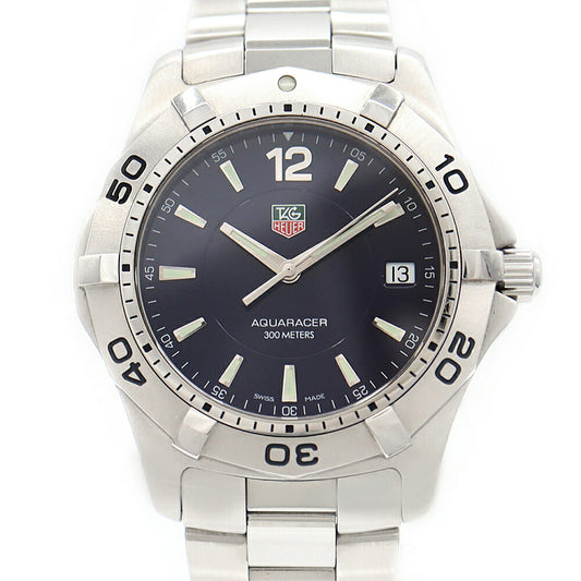 Battery replaced TAG Heuer Aquaracer WAF1113 BA0801 Date 300m waterproof navy SS stainless steel men's quartz [6 months warranty] [watch] [used]