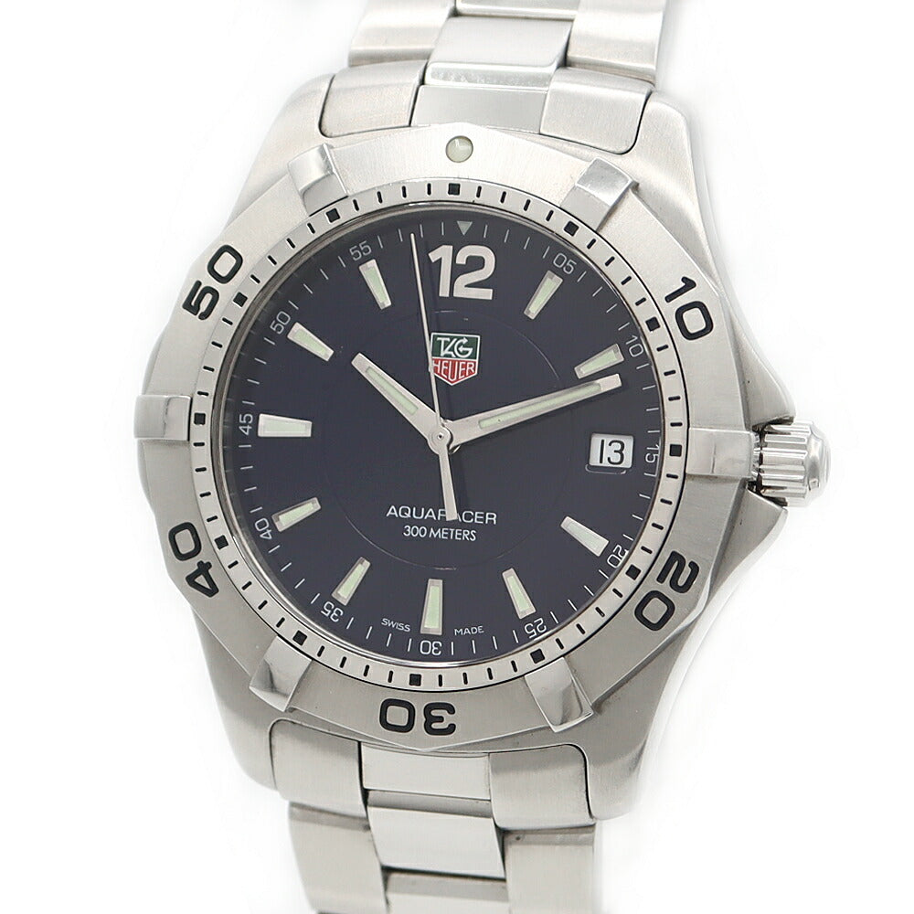 Battery replaced TAG Heuer Aquaracer WAF1113 BA0801 Date 300m waterproof navy SS stainless steel men's quartz [6 months warranty] [watch] [used]