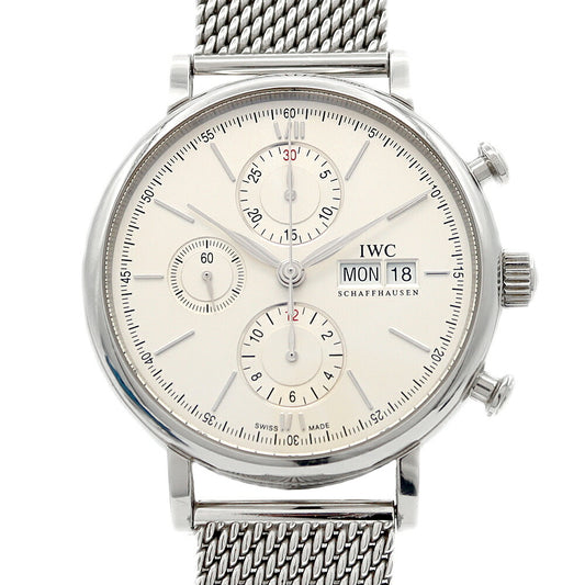 IWC International Watch Company Portofino Chronograph IW391009 Day Date Silver SS Stainless Steel Men's Automatic Winding [6 Month Warranty] [Watch] [Used]