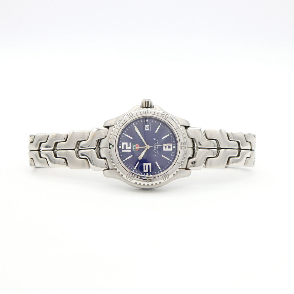 電池交換済 TAG Heuer タグホイヤー リンク プロフェッショナル WT1113 デイト 200m防水 青 ブルー SS ステンレス メンズ クォーツ【6ヶ月保証】【腕時計】【中古】