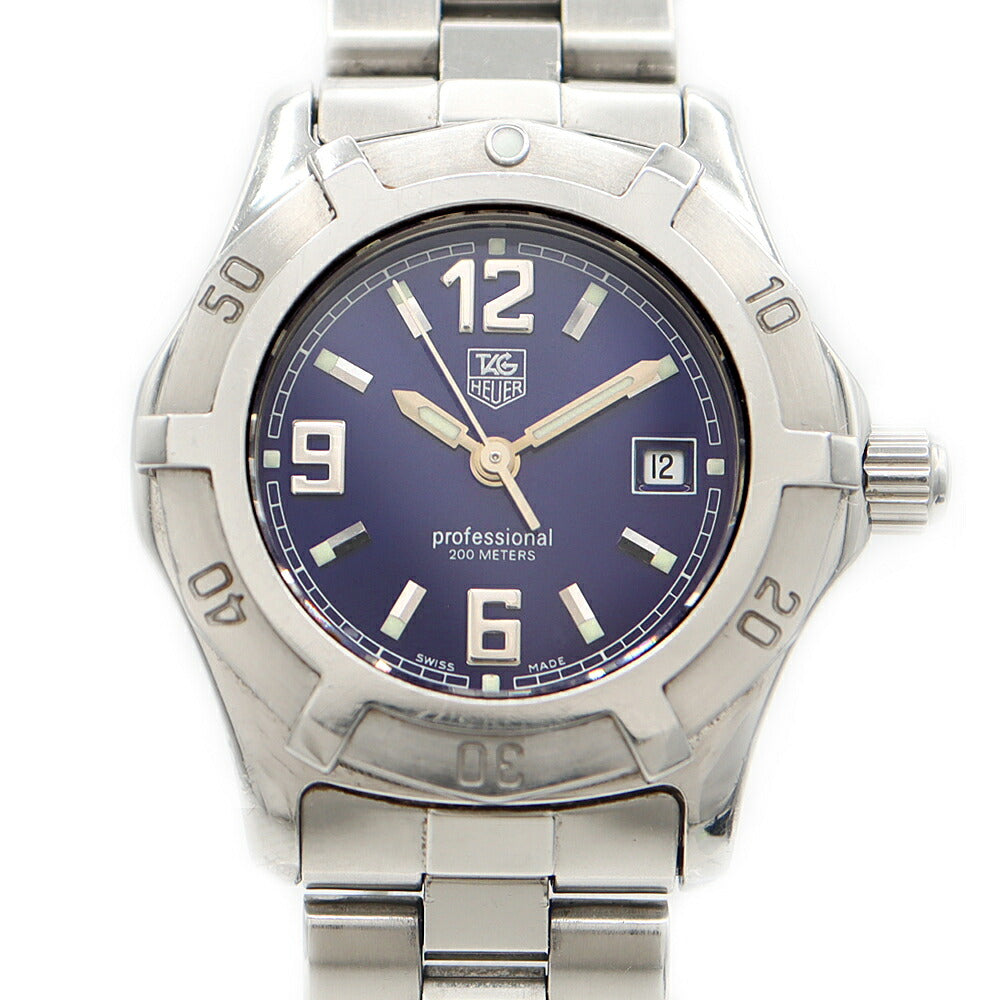 電池交換済 TAG Heuer タグホイヤー プロフェッショナル 200 WN1312 デイト 200m防水 青 ブルー SS ステンレス レディース クォーツ【6ヶ月保証】【腕時計】【中古】