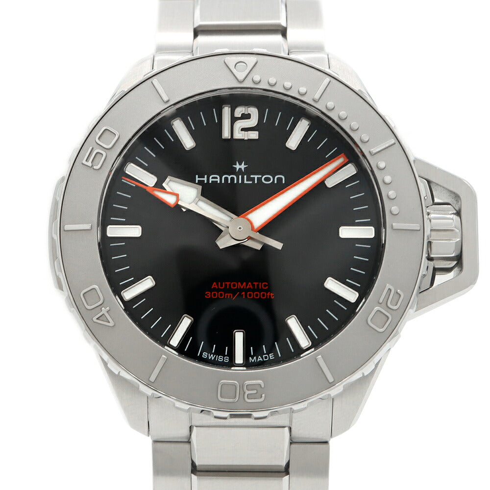 HAMILTON ハミルトン カーキ ネイビー オープンウォーター オート H774850 300m防水 黒 ブラック SS ステンレス メンズ 自動巻き 【6ヶ月保証】【腕時計】【中古】