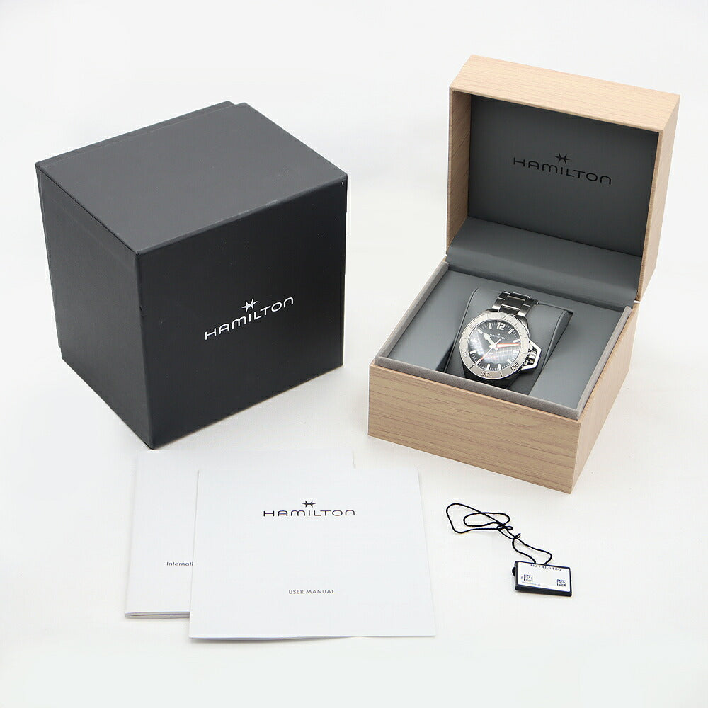 HAMILTON ハミルトン カーキ ネイビー オープンウォーター オート H774850 300m防水 黒 ブラック SS ステンレス メンズ 自動巻き 【6ヶ月保証】【腕時計】【中古】