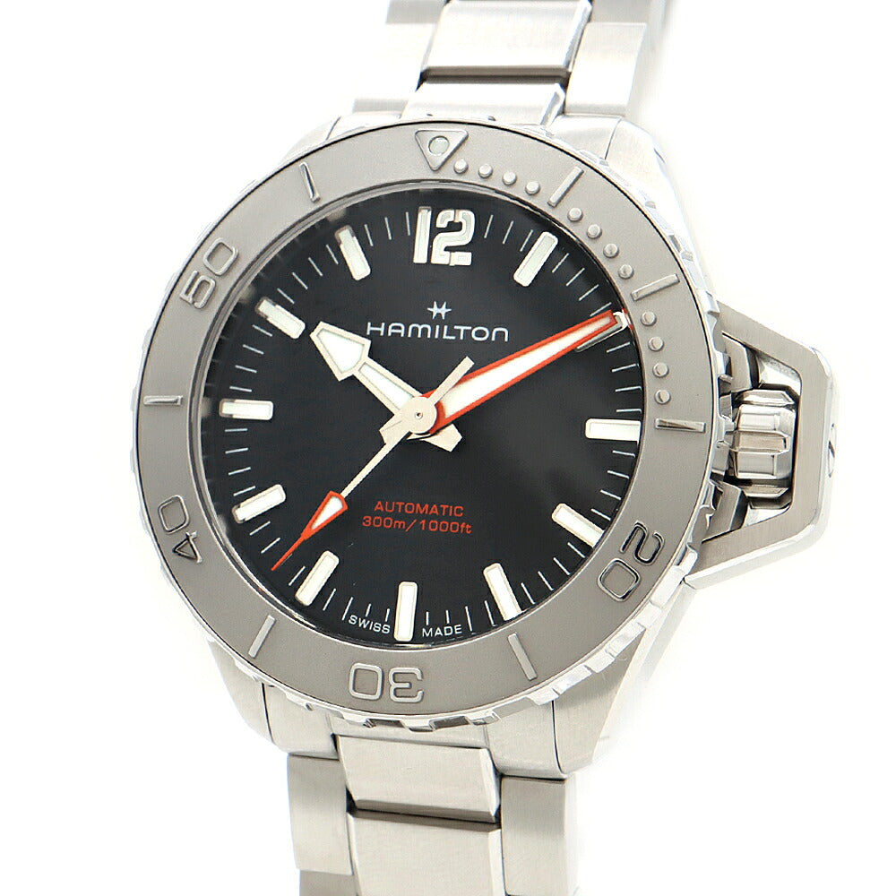 HAMILTON ハミルトン カーキ ネイビー オープンウォーター オート H774850 300m防水 黒 ブラック SS ステンレス メンズ 自動巻き 【6ヶ月保証】【腕時計】【中古】
