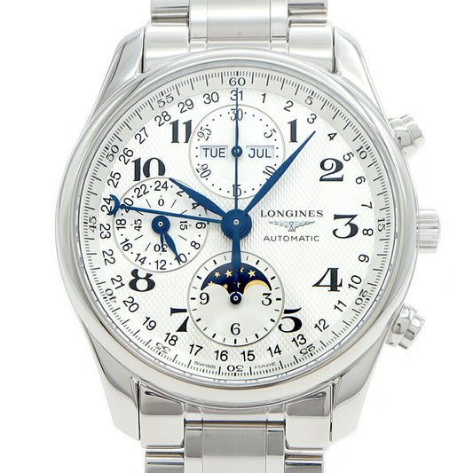 LONGINES Master Collection Chrono Moon Phase L2.673.4 Chronograph Triple Calendar Back Slot Silver SS Stainless Steel Men's Automatic Winding [6 Month Warranty] [Watch] [Used]