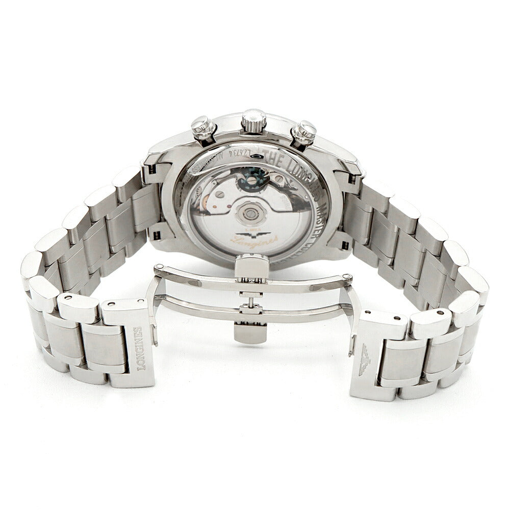 LONGINES ロンジン マスターコレクション クロノ ムーンフェイズ L2.673.4 クロノグラフ トリプルカレンダー 裏スケ シルバー SS ステンレス メンズ 自動巻き【6ヶ月保証】【腕時計】【中古】