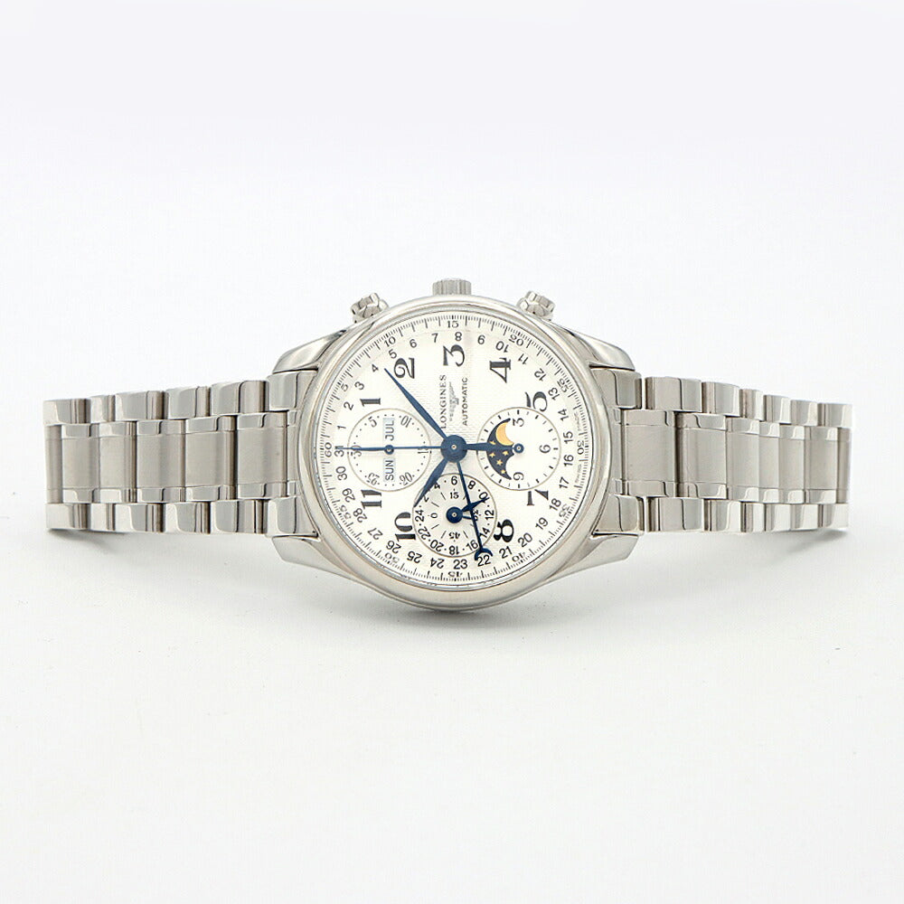 LONGINES ロンジン マスターコレクション クロノ ムーンフェイズ L2.673.4 クロノグラフ トリプルカレンダー 裏スケ シルバー SS ステンレス メンズ 自動巻き【6ヶ月保証】【腕時計】【中古】