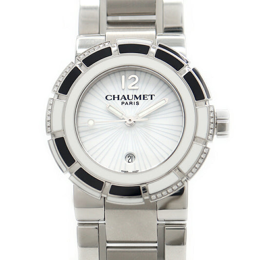Battery replaced CHAUMET Class One Diamond Bezel W1722W-20W Diamond Date 100m Waterproof White White SS Stainless Steel Ladies Quartz [6 Month Warranty] [Watch] [Used]