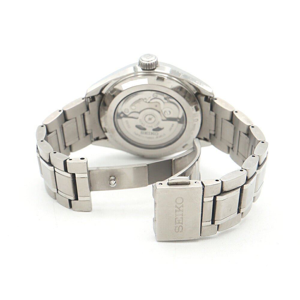 SEIKO セイコー プレザージュ プレステージライン 6R15-04A0 SARX055 デイト 100m防水 裏スケ 和紙模様 シルバー Ti チタン メンズ 自動巻き プレサージュ【6ヶ月保証】【腕時計】【中古】