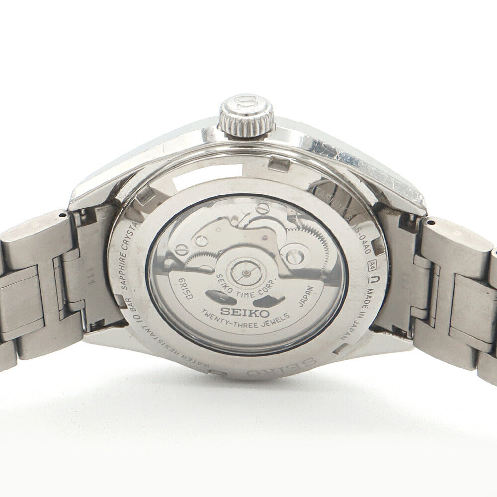 SEIKO セイコー プレザージュ プレステージライン 6R15-04A0 SARX055 デイト 100m防水 裏スケ 和紙模様 シルバー Ti チタン メンズ 自動巻き プレサージュ【6ヶ月保証】【腕時計】【中古】