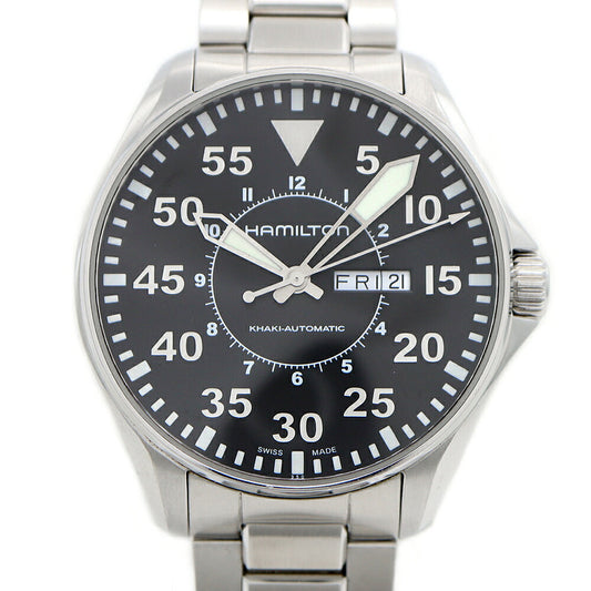 Internally inspected HAMILTON Khaki Aviation Pilot Day Date Auto H647150 200m waterproof black SS stainless steel men's automatic winding [6 months warranty] [Watch] [Used]