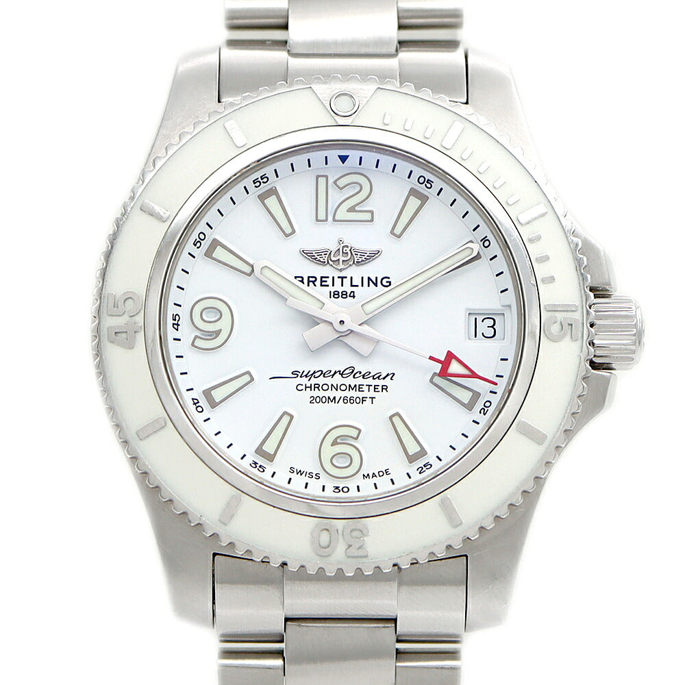 内部点検済 BREITLING ブライトリング スーパーオーシャン 36 A17316 デイト 200m防水 白 ホワイト SS ステンレス メンズ レディース ボーイズ 自動巻き【6ヶ月保証】【腕時計】【中古】