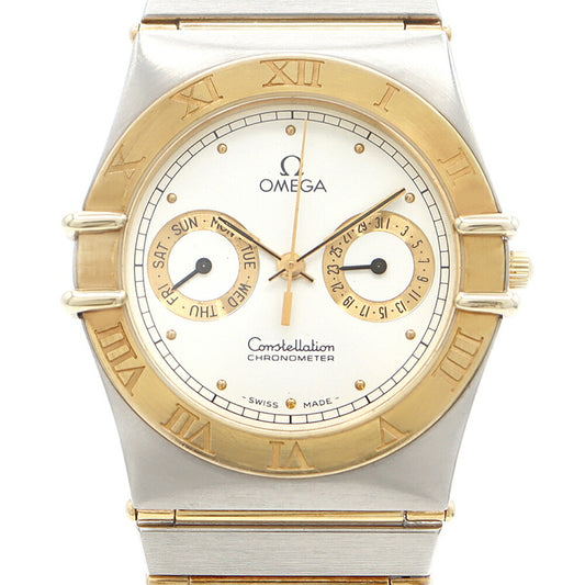 Battery replaced OMEGA Constellation 398.0869 Cal.1444 Day Date White YG Yellow Gold SS Stainless Steel Combi Men's Quartz Antique Vintage [Watch] [Used]