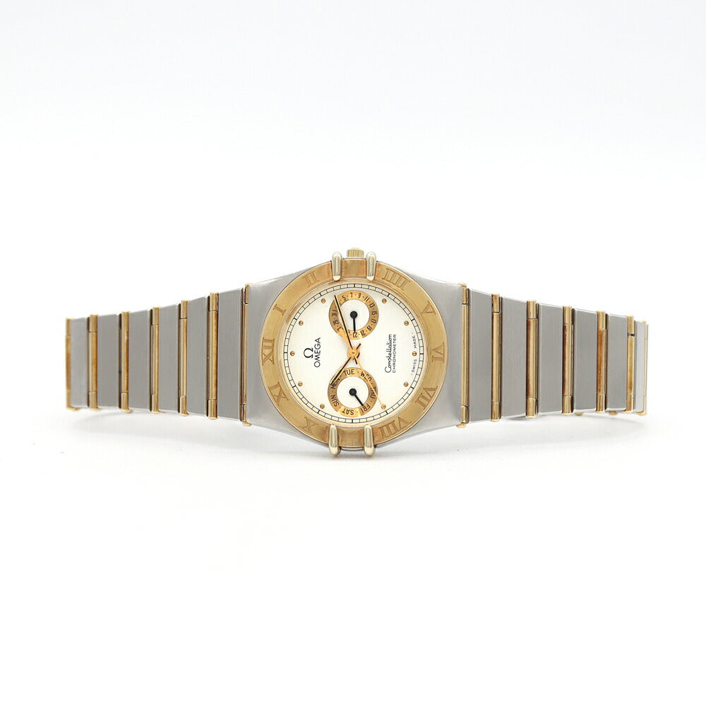 Battery replaced OMEGA Constellation 398.0869 Cal.1444 Day Date White YG Yellow Gold SS Stainless Steel Combi Men's Quartz Antique Vintage [Watch] [Used]