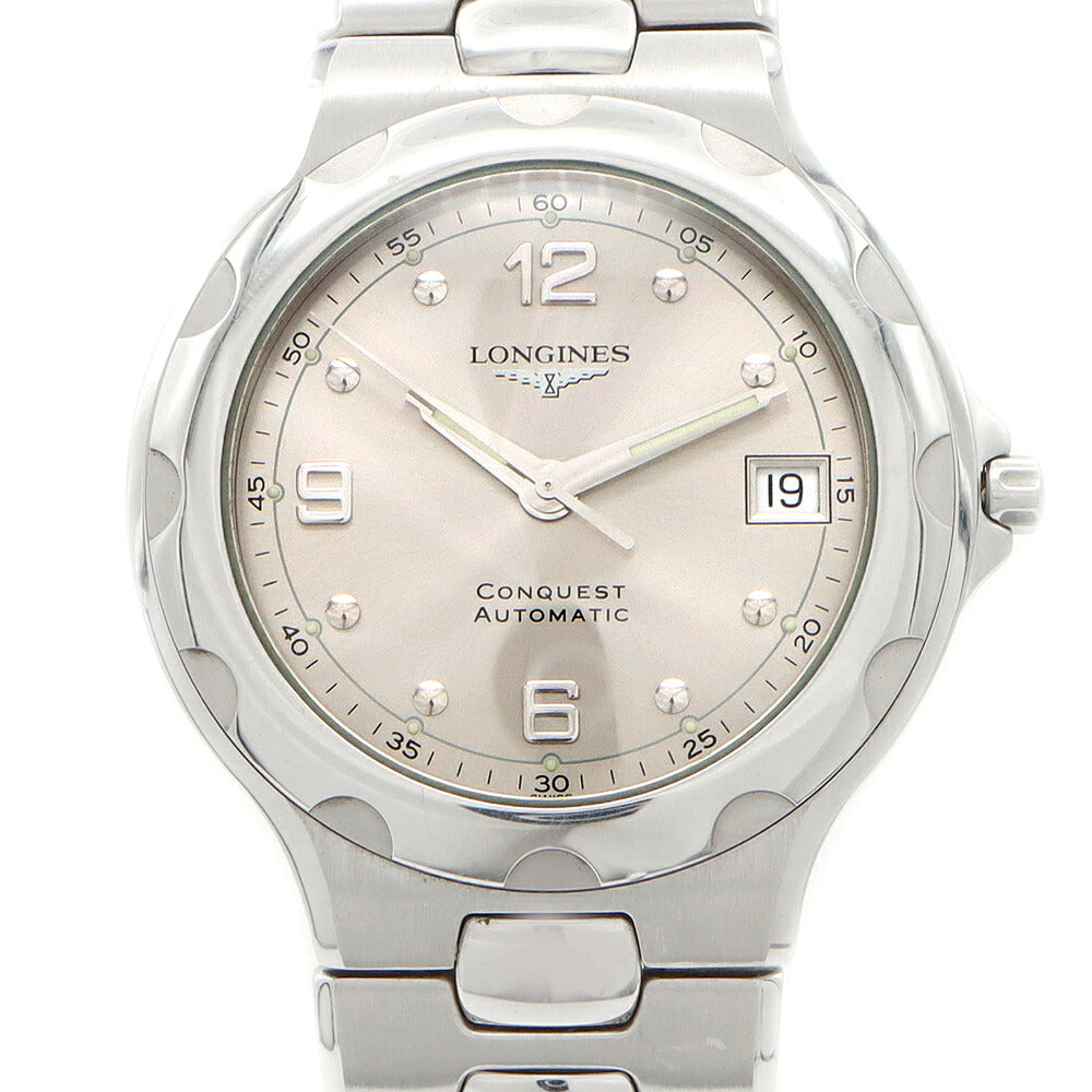 LONGINES ロンジン コンクエスト L1.634.4 デイト 100m防水 裏スケ シルバー SS ステンレス メンズ 自動巻き【6ヶ月保証】【腕時計】【中古】
