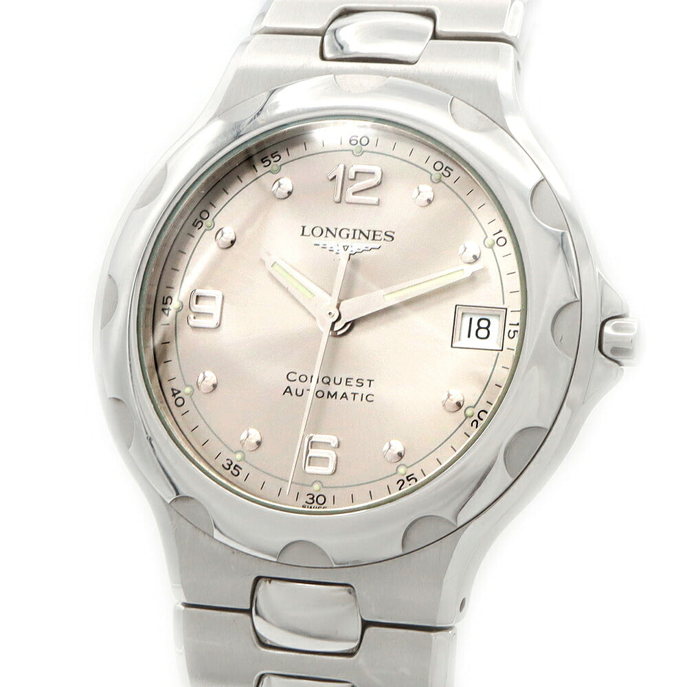 LONGINES ロンジン コンクエスト L1.634.4 デイト 100m防水 裏スケ シルバー SS ステンレス メンズ 自動巻き【6ヶ月保証】【腕時計】【中古】