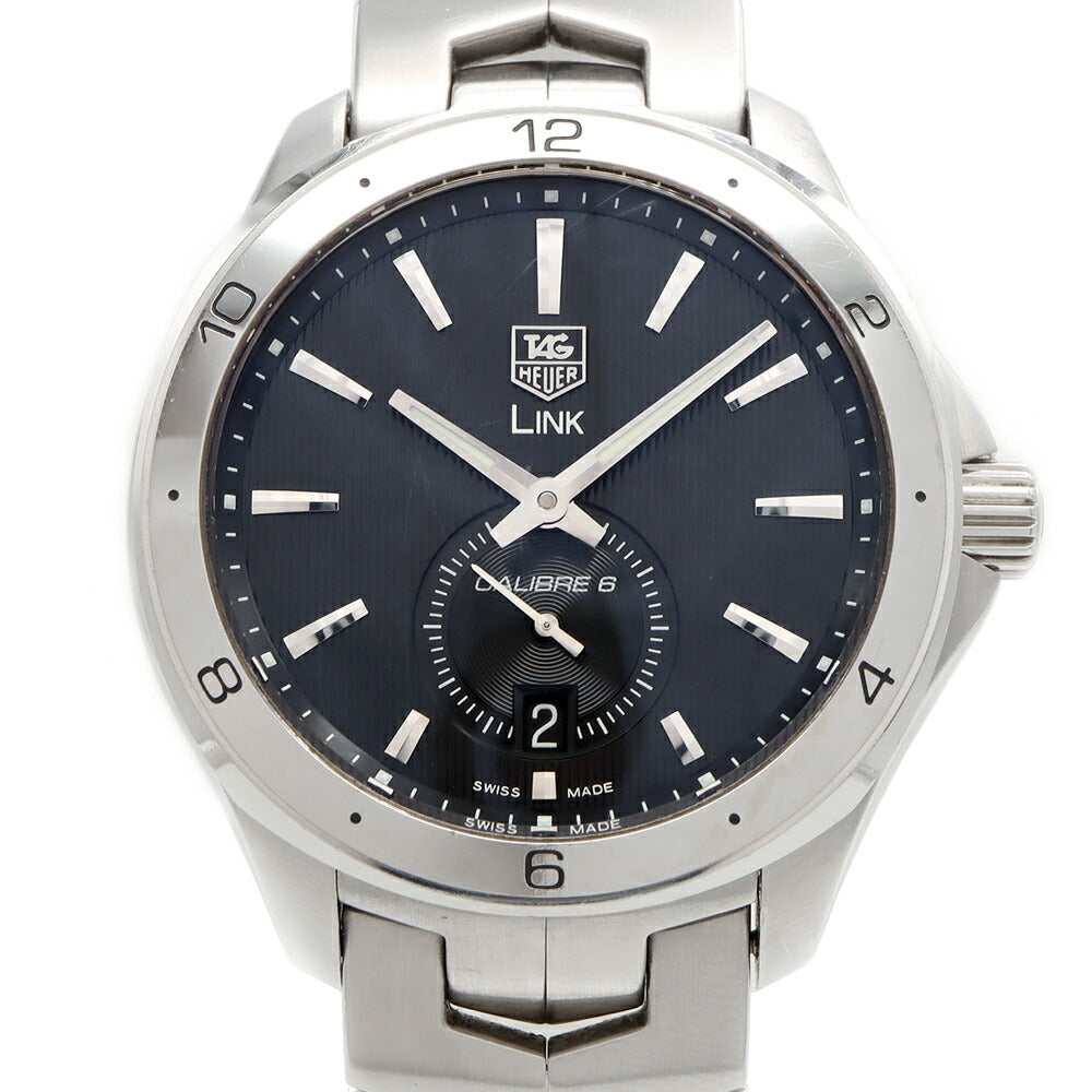 TAG Heuer タグホイヤー リンク キャリバー6 WAT2110 100ｍ防水 デイト 裏スケ 黒 ブラック SS ステンレス メンズ 自動巻き【6ヶ月保証】【腕時計】【中古】