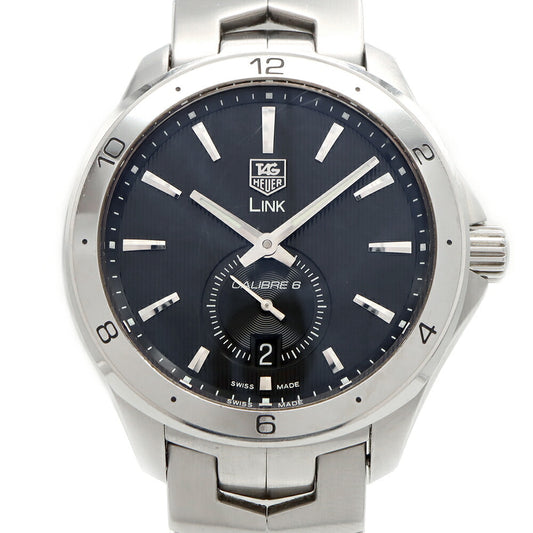 TAG Heuer タグホイヤー リンク キャリバー6 WAT2110 100ｍ防水 デイト 裏スケ 黒 ブラック SS ステンレス メンズ 自動巻き【6ヶ月保証】【腕時計】【中古】