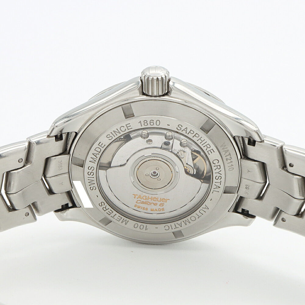 TAG Heuer タグホイヤー リンク キャリバー6 WAT2110 100ｍ防水 デイト 裏スケ 黒 ブラック SS ステンレス メンズ 自動巻き【6ヶ月保証】【腕時計】【中古】