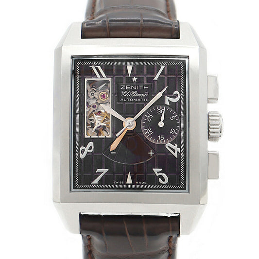 ZENITH Port Royale Open El Primero 03.0540.4021 Chronograph Power Reserve 50m Water Resistant Back Sketch Brown SS Stainless Steel Genuine Belt Genuine Buckle Men's Automatic Winding [6 Month Warranty] [Watch] [Used]