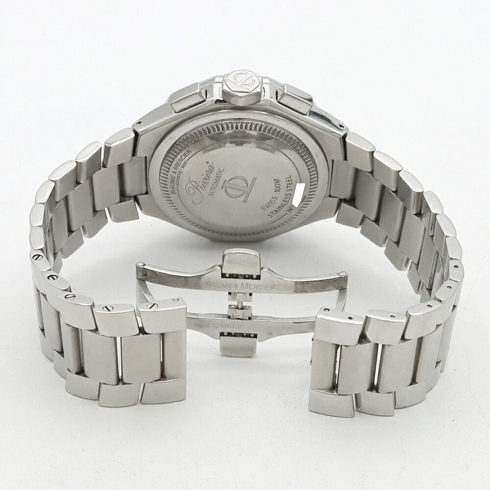 BAUME＆MERCIER ボーム&メルシェ リビエラ XL クロノグラフ 65600 デイト 100m防水 黒 ブラック SS ステンレス メンズ 自動巻き リヴィエラ【6ヶ月保証】【腕時計】【中古】