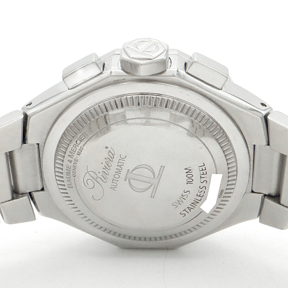 BAUME＆MERCIER ボーム&メルシェ リビエラ XL クロノグラフ 65600 デイト 100m防水 黒 ブラック SS ステンレス メンズ 自動巻き リヴィエラ【6ヶ月保証】【腕時計】【中古】