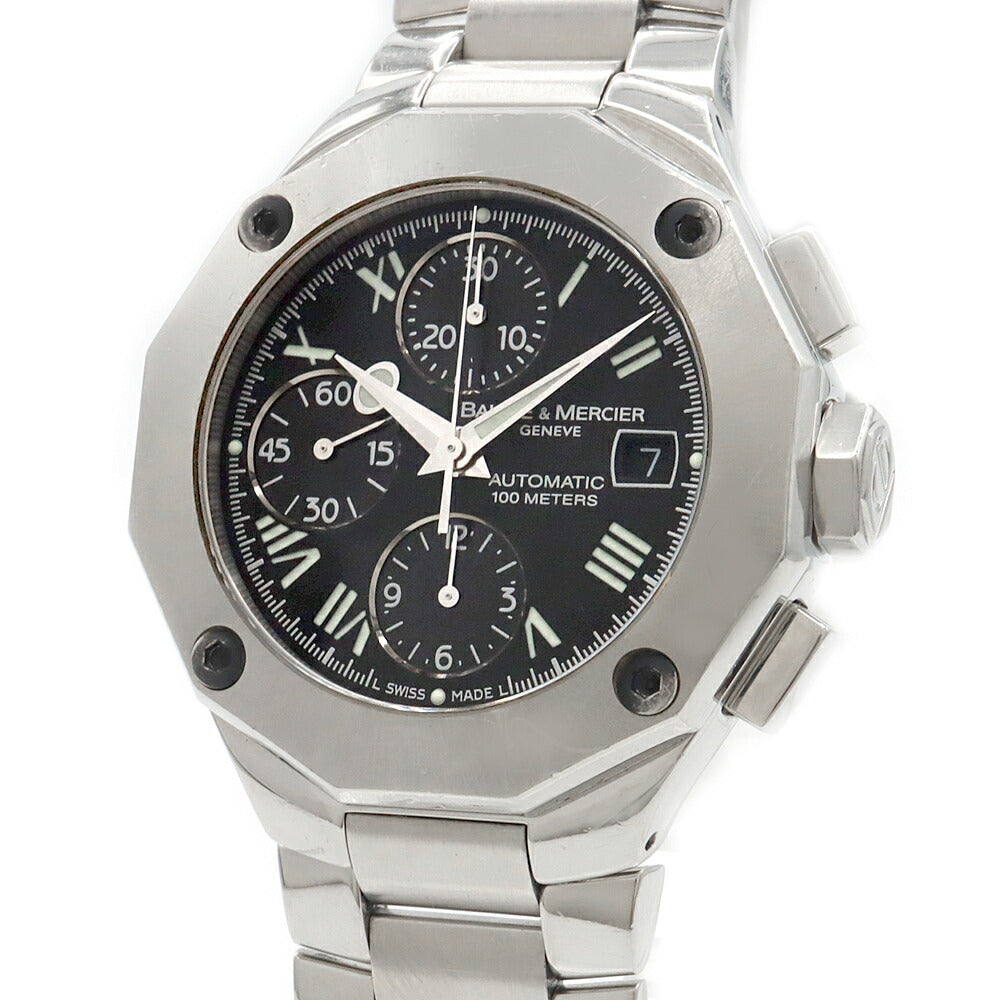 BAUME & MERCIER Riviera XL Chronograph 65600 Date 100m Water Resistant Black SS Stainless Steel Men's Automatic Winding Riviera [6 Month Warranty] [Watch] [Used]