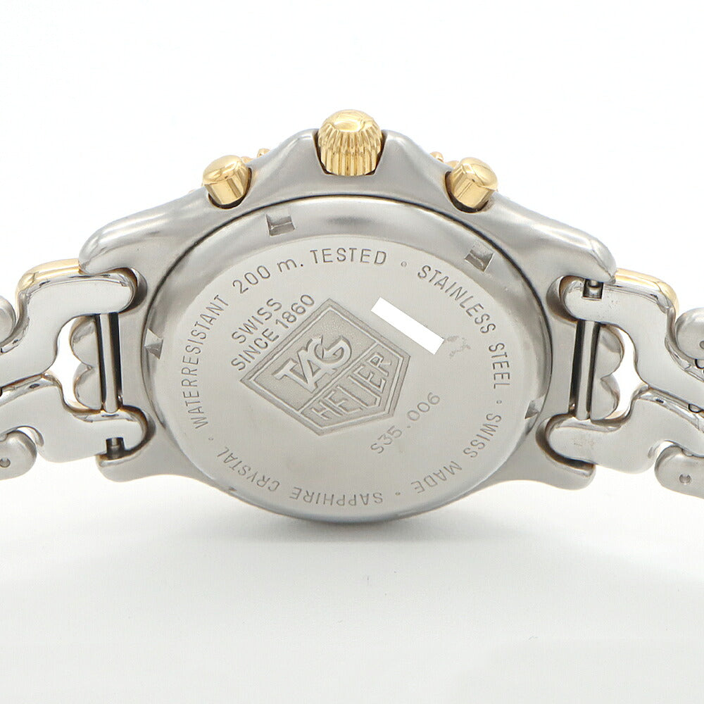 電池交換済 TAG Heuer タグホイヤー S/el セル プロフェッショナル クロノグラフ S35.006 デイト 200m防水 白 ホワイト SS ステンレス YGP イエローゴールド コンビ メンズ クォーツ【6ヶ月保証】【腕時計】【中古】