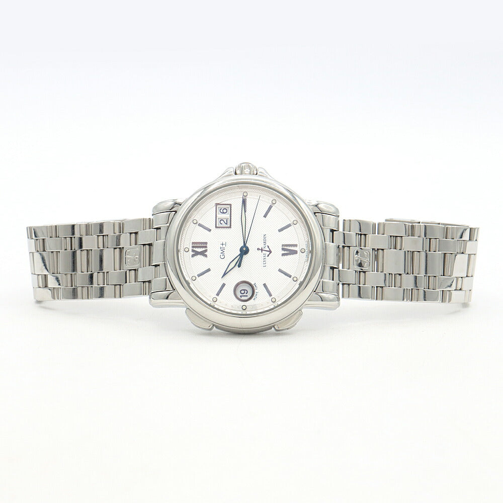 内部点検済 ULYSSE NARDIN ユリスナルダン サンマルコ GMT ビッグデイト 223-88 100m防水 シルバー SS ステンレス メンズ 自動巻き【6ヶ月保証】【腕時計】【中古】