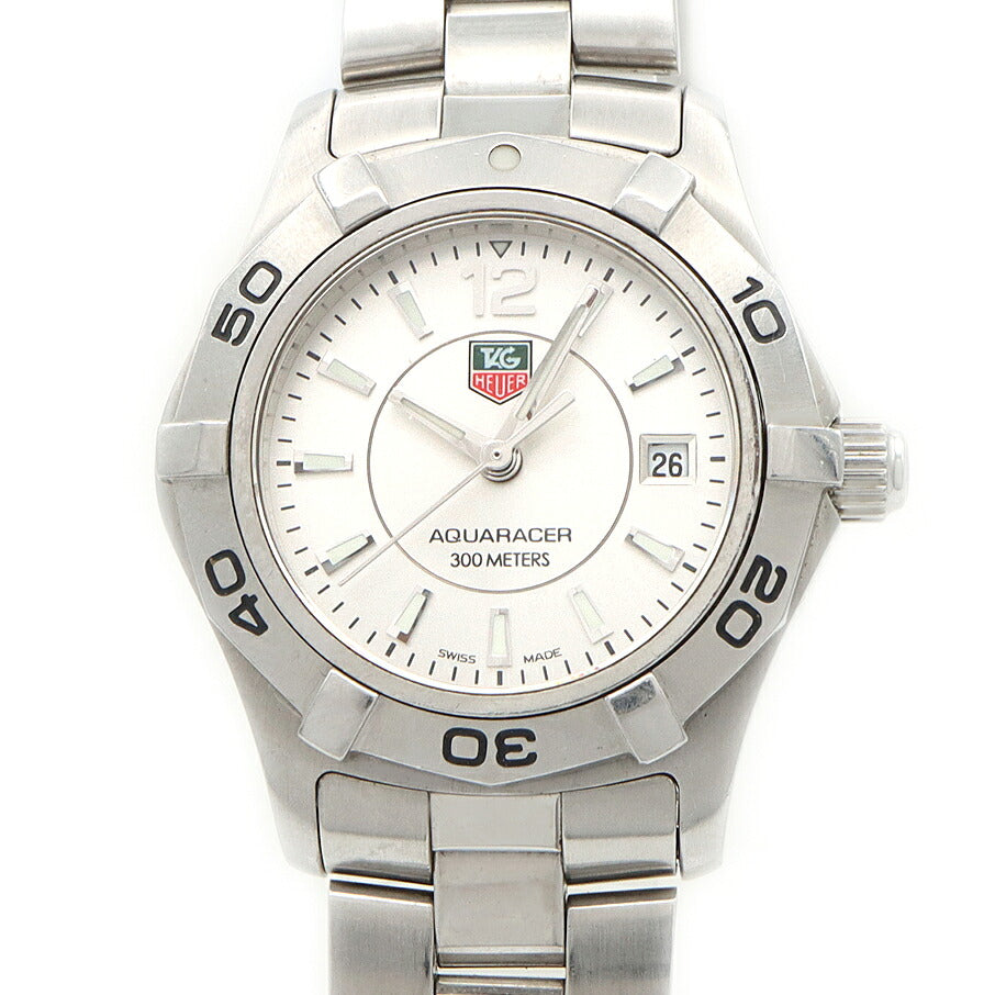 電池交換済 TAG Heuer タグホイヤー アクアレーサー WAF1412 デイト 300m防水 シルバー SS ステンレス レディース クォーツ【6ヶ月保証】【腕時計】【中古】
