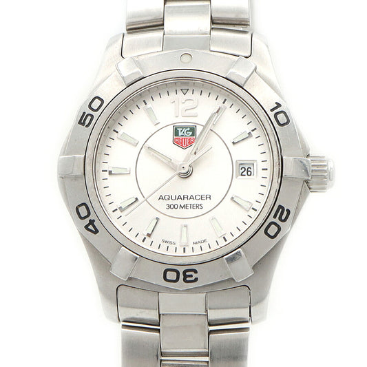 電池交換済 TAG Heuer タグホイヤー アクアレーサー WAF1412 デイト 300m防水 シルバー SS ステンレス レディース クォーツ【6ヶ月保証】【腕時計】【中古】