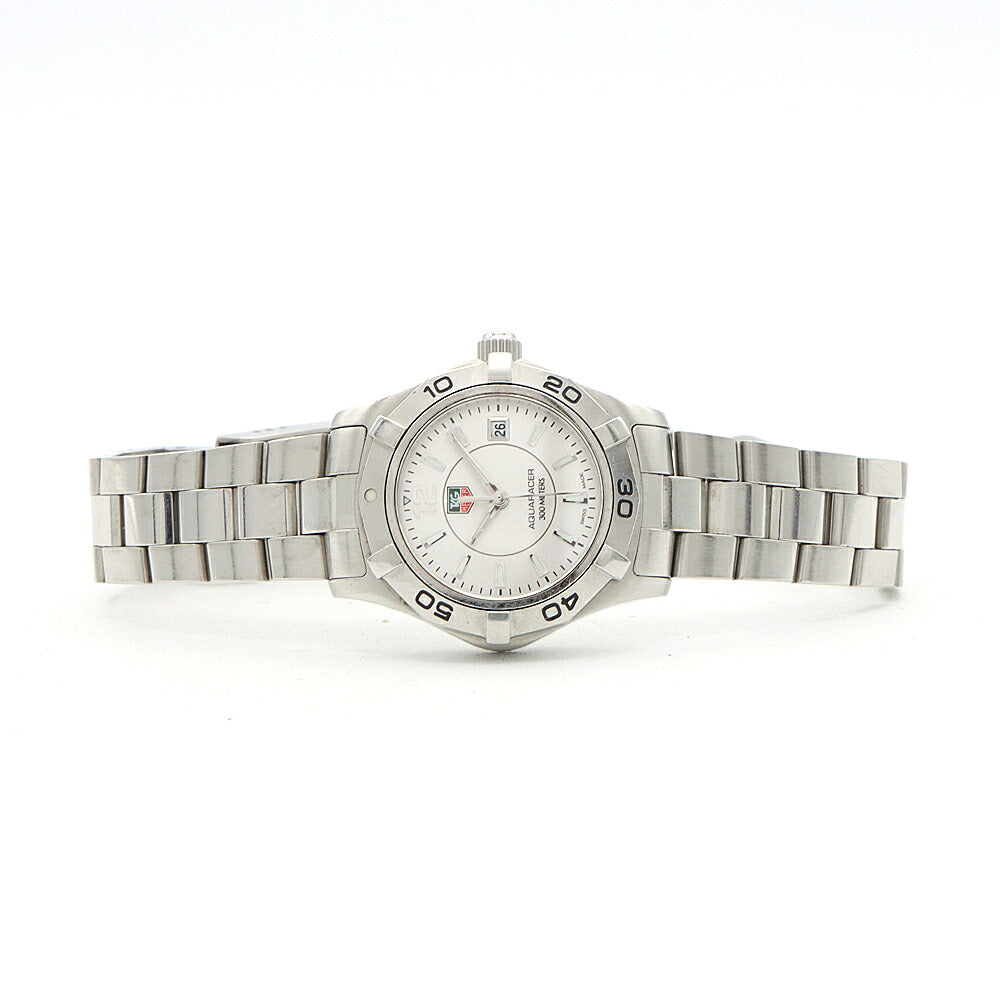 電池交換済 TAG Heuer タグホイヤー アクアレーサー WAF1412 デイト 300m防水 シルバー SS ステンレス レディース クォーツ【6ヶ月保証】【腕時計】【中古】