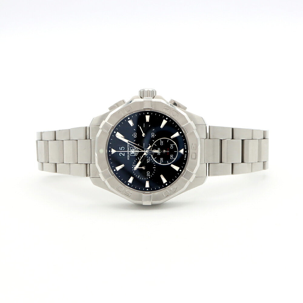 電池交換済 TAG Heuer タグホイヤー アクアレーサー クロノグラフ CAY1110 グランドデイト 300m防水 黒 ブラック SS ステンレス メンズ クォーツ【6ヶ月保証】【腕時計】【中古】