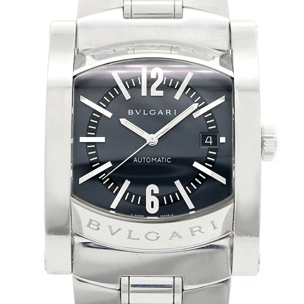 内部点検済 BVLGARI ブルガリ アショーマ AA48S デイト グレー SS ステンレス メンズ 自動巻き【6ヶ月保証】【腕時計】【中古】