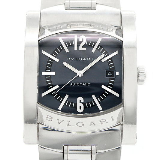 内部点検済 BVLGARI ブルガリ アショーマ AA48S デイト グレー SS ステンレス メンズ 自動巻き【6ヶ月保証】【腕時計】【中古】